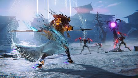 A Morbid Metal screenshot that shows the player character walking towards enemies with a melee weapon drawn.