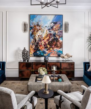 This special commission creates an arresting focal point in the living room. It’s a modern heirloom whose vibrant pigments and explosive brushwork will stand the test of time.