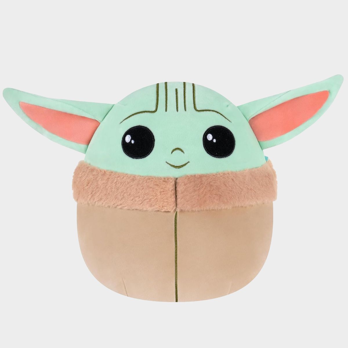 Squishmallows Grogu plush on a plain background