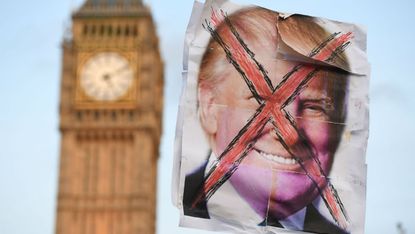 An anti-Trump protest outside Parliament last year