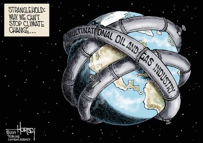 Editorial Cartoon World Climate Change Oil And Gas Industry Stranglehold