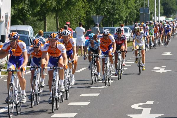 Rabobank ride together on stage five of the Eneco Tour