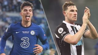 Kai Havertz of Chelsea and Chris Wood of Newcastle United both feature in the Chelsea vs Newcastle live stream