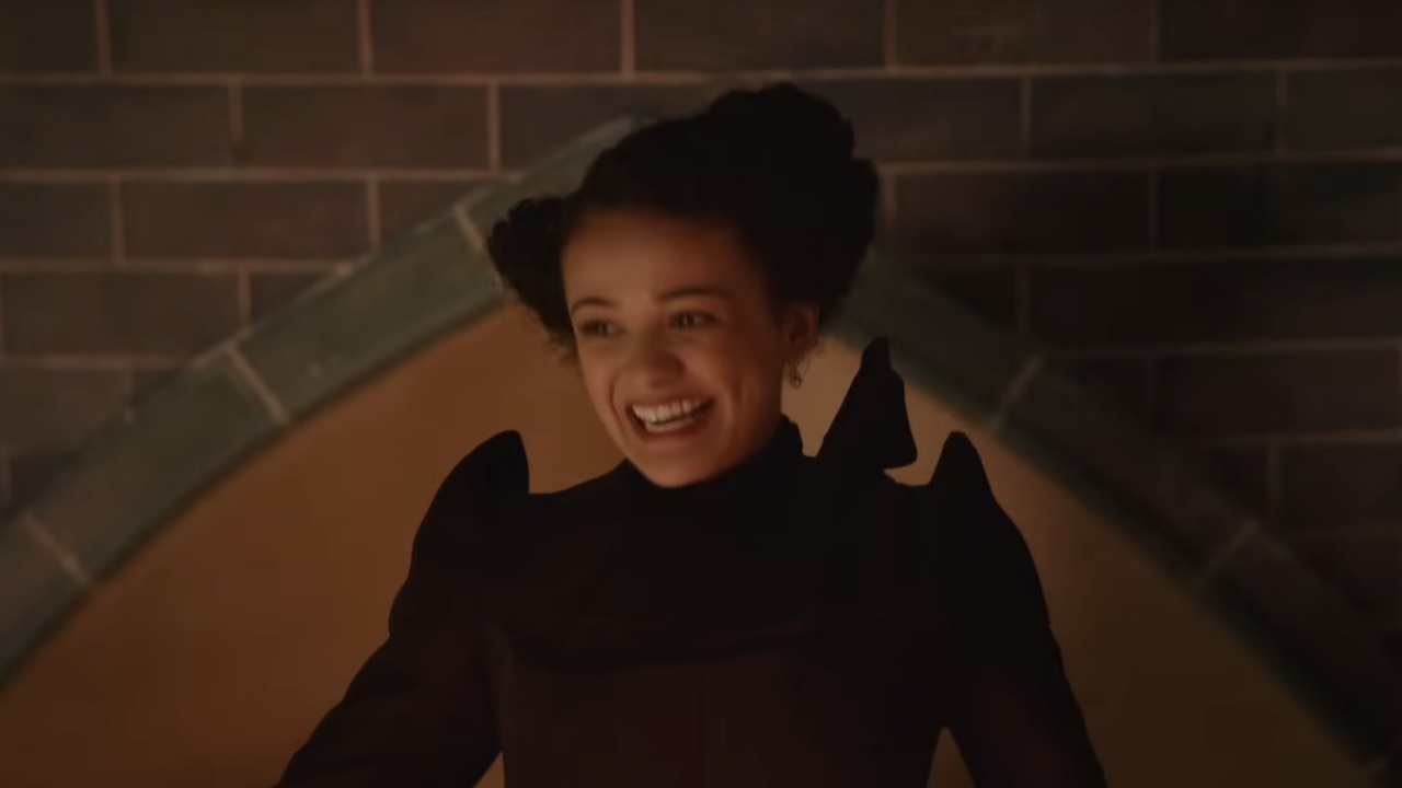 Nessa smiling while flying in the Wicked: For Good trailer