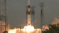 An Indian PSLV rocket launches the EOS-N1 military satellite and 15 other payloads on Jan. 11, 2025. It was the first PSLV flight since a failure in May 2025.