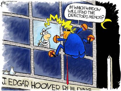 Political cartoon U.S. Trump Comey memos