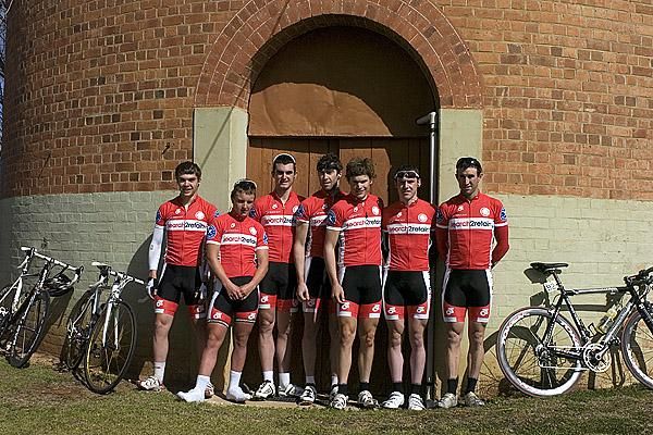 Search2Retain (l-r): Andy McNab, Alexander Ray, Daniel Seagar, Thomas Donald, Trent Williams, James Henry and Tobias Boylan prior to stage four in Swan Hill.