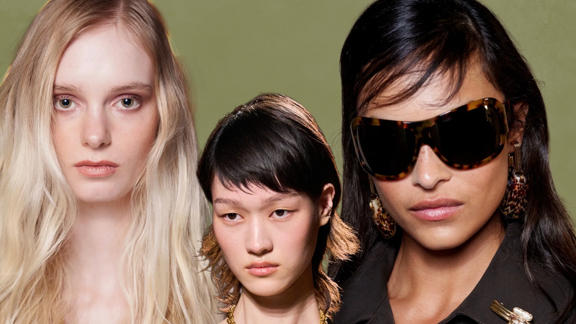 collage of women with cool haircuts on a green background