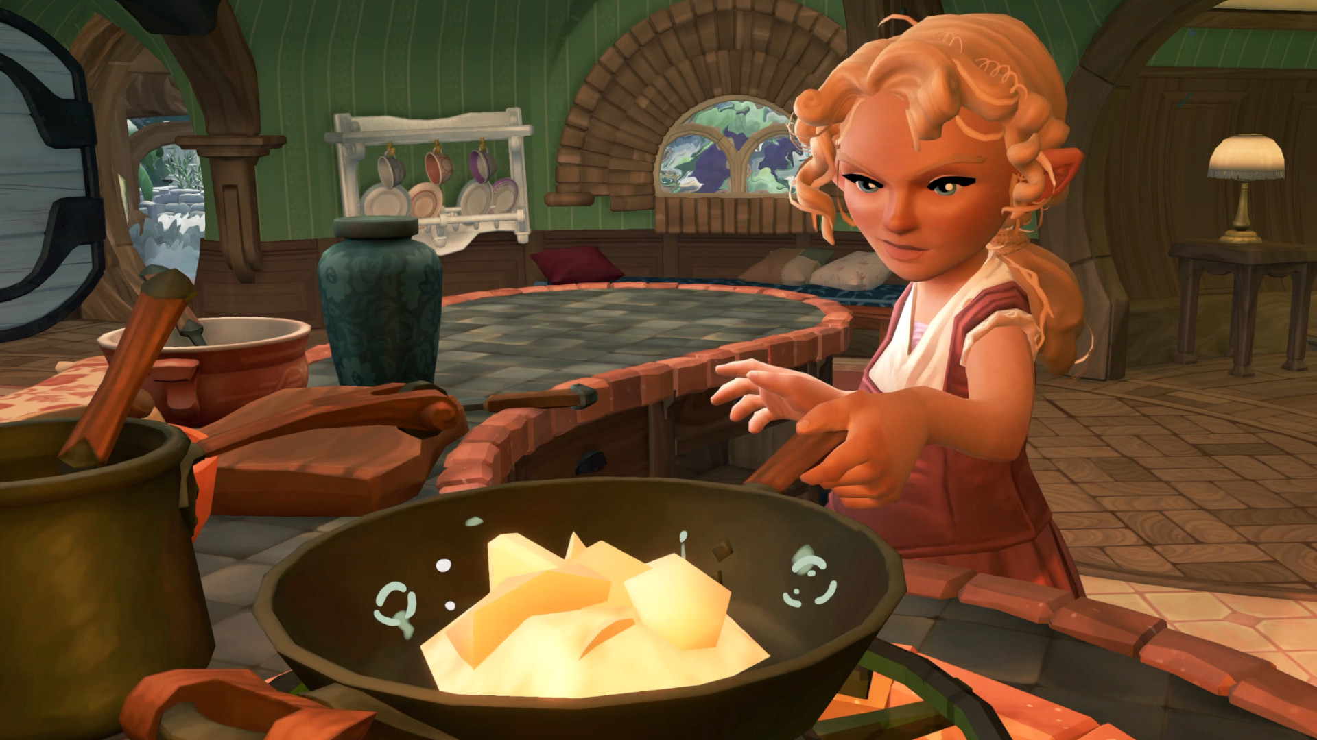 A Hobbit cooking a meal during the Lord of the Rings game, Tales of the Shire.