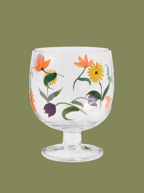 Floral Wine Glass