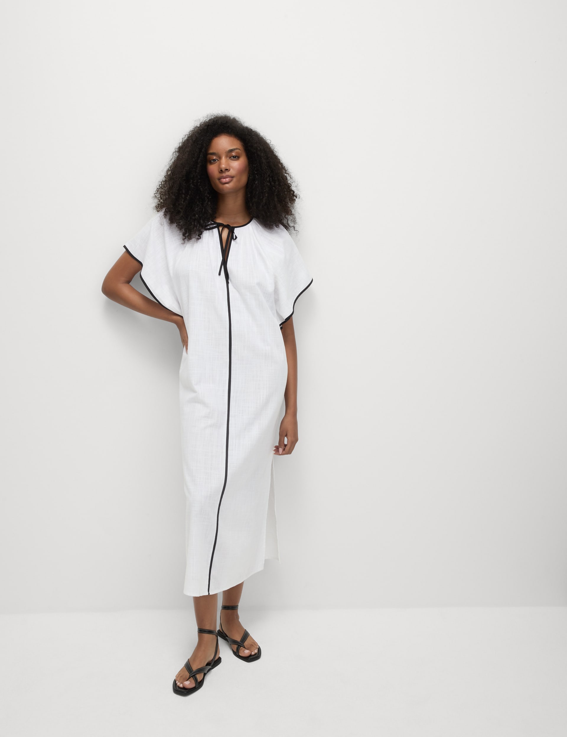 Pure Cotton V-Neck Kaftan Beach Dress
