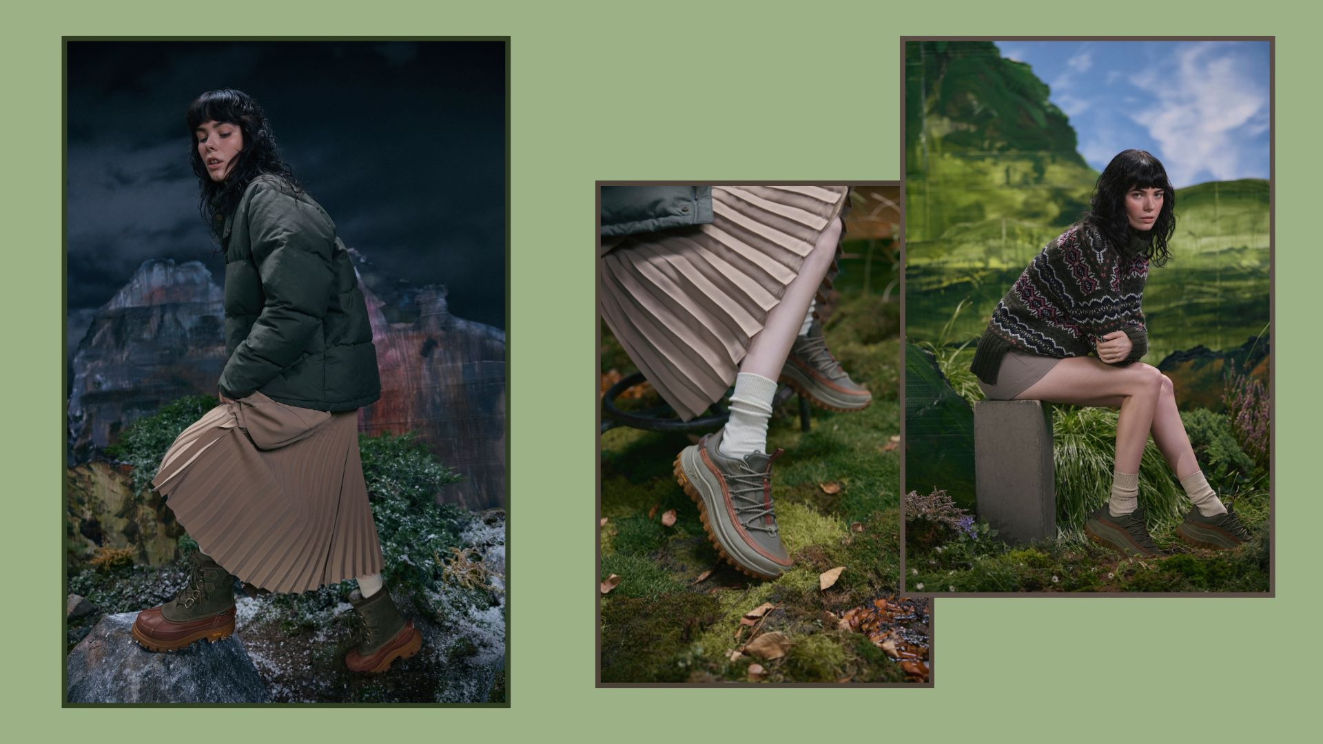 models shots of the new sorel x barbour collaboration 