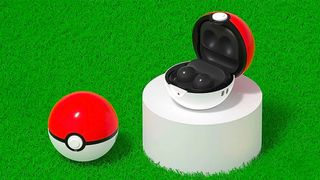 Samsung Galaxy Buds 2 in a protective Poké Ball charging case