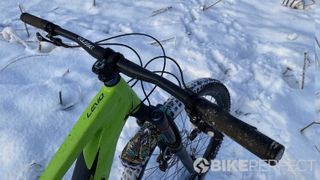 The Gusset S2 on an ebike in the snow
