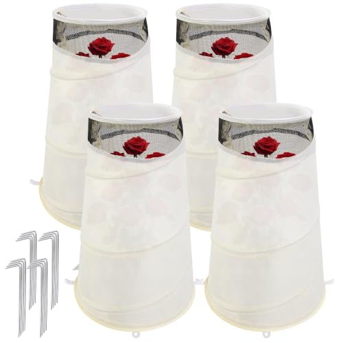 4pcs Pop Up Rose Cones for Winter Protection, Rose Collars Protective Cover