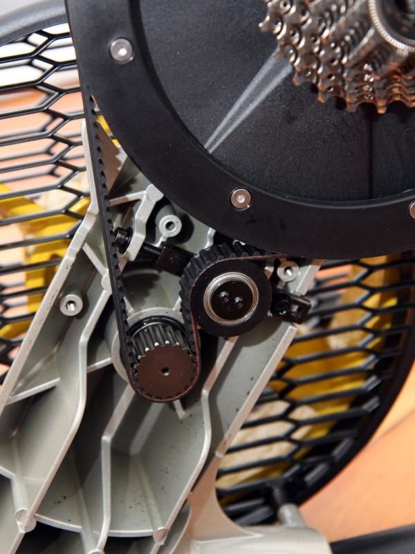 The main drive belt is essentially maintenance-free with the exception of an occasional tension adjustment depending on how heavily the trainer is used.