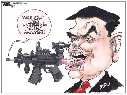 Political cartoon U.S. Marco Rubio NRA funding assault rifle ban Second Amendment March For Our Lives