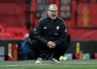 Marcelo Bielsa on the touchline at Old Trafford