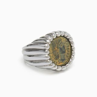 Dubini Constantine Ring with antique bronze coin and Baccellato details