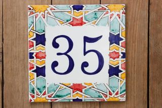 colourful ceramic house number