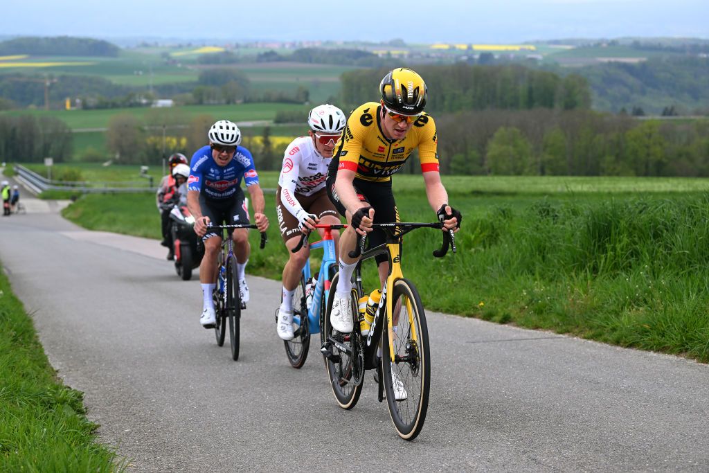 GENEVA SWITZERLAND APRIL 30 Thomas Gloag of United Kingdom and Team JumboVisma leads the breakaway during the 76th Tour De Romandie 2023 Stage 5 a 1708km stage from VufflenslaVille to Genve UCIWT on April 30 2023 in Genve Switzerland Photo by Dario BelingheriGetty Images