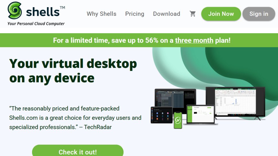 Shells.com website screenshot (September 2025).