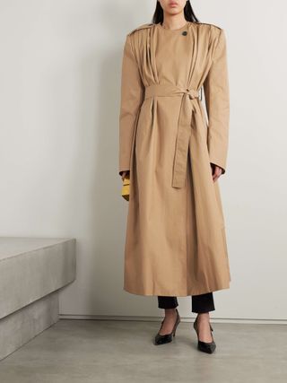 Minnler Belted Coated Cotton-Blend Trench Coat