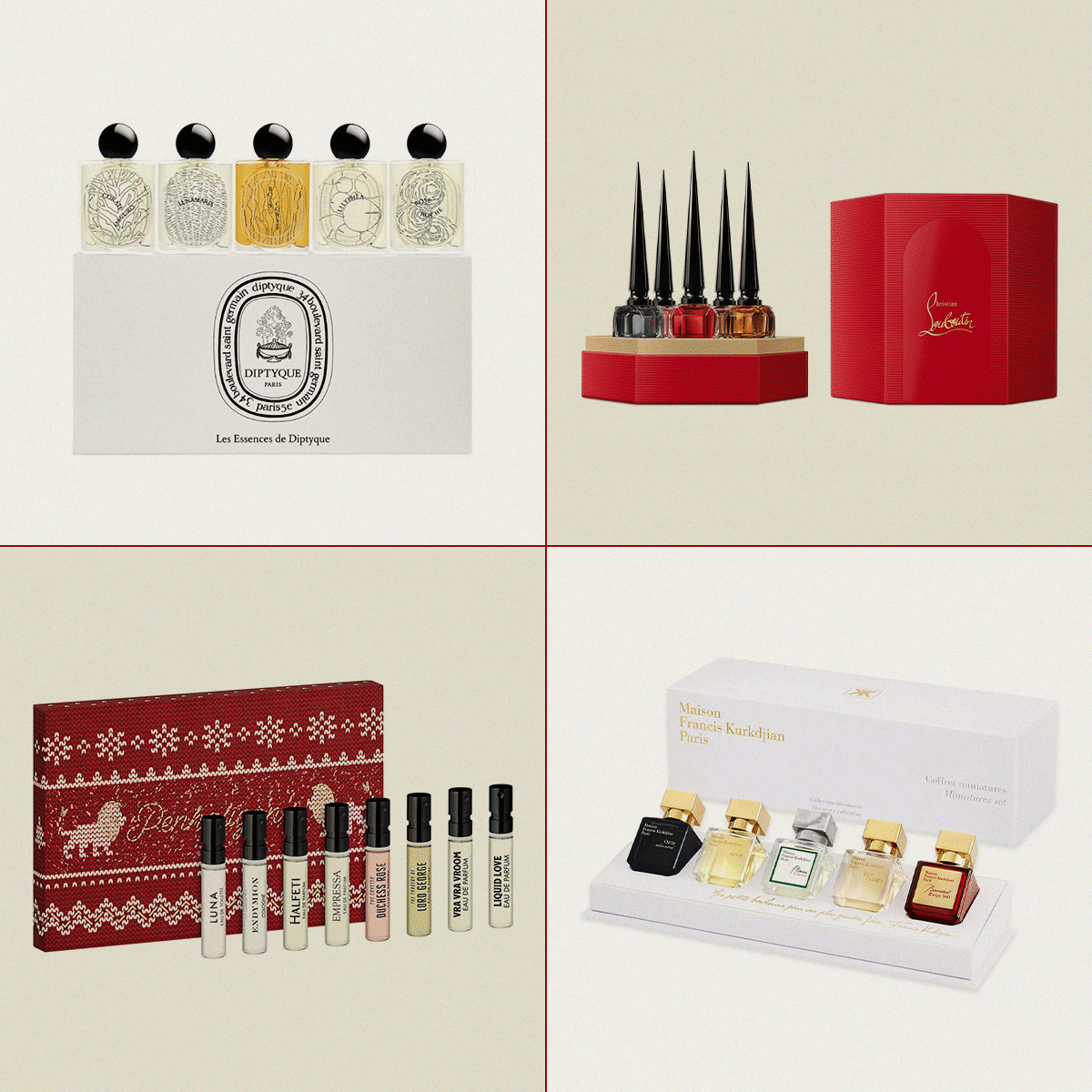 A collage of perfume gift sets for Who What Wear.