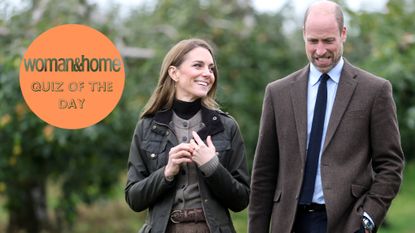 Catherine, Princess of Wales and Prince William, Prince of Wales walk in the orchards as they visit to Long Meadow Cider on October 14, 2025 in Craigavon, Northern Ireland. Long Meadow has been owned by the McKeever family for three generations and has been cultivating premium-quality apples since 1968. The Prince and Princess of Wales are visiting organisations providing creative and entrepreneurial opportunities for young people in rural areas of Northern Ireland. (Photo by Chris Jackson/Getty Images)