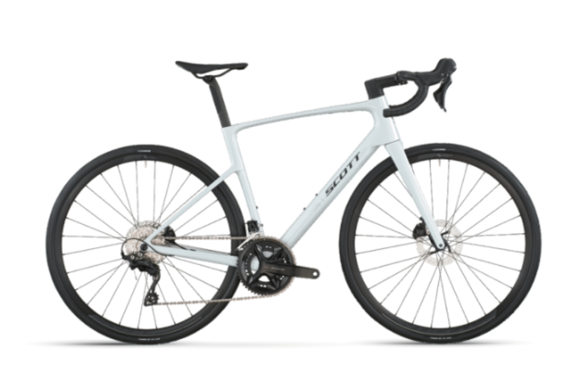 Scott Addict 50 full bike shown side on in white