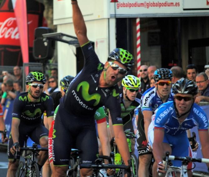 Jos&eacute; Joaqu&iacute;n Rojas (Movistar) celebrates his victory