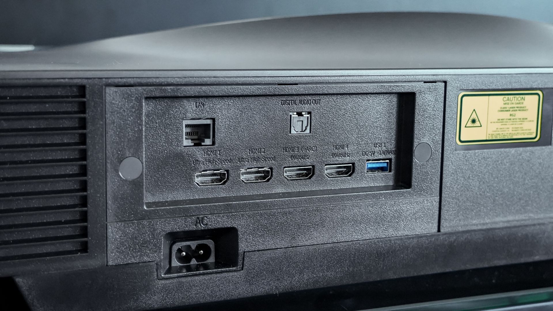 The ports on a Hisense PX4 Pro projector