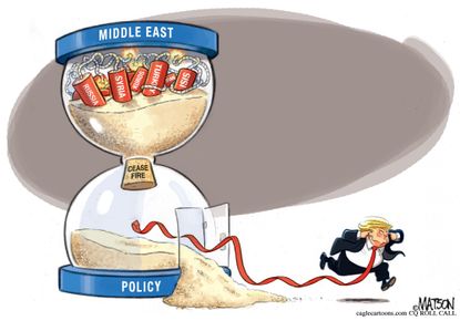 Political Cartoon U.S. Trump Hourglass Syria Cease Fire