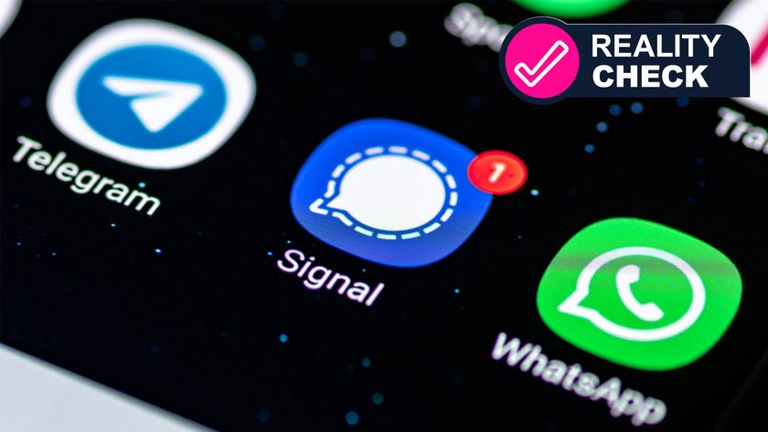 A close-up of a phone screen showing the Telegram, Signal and WhatsApp apps