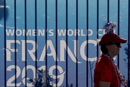 A fan outside the FIFA Women's World Cup stadium in France.