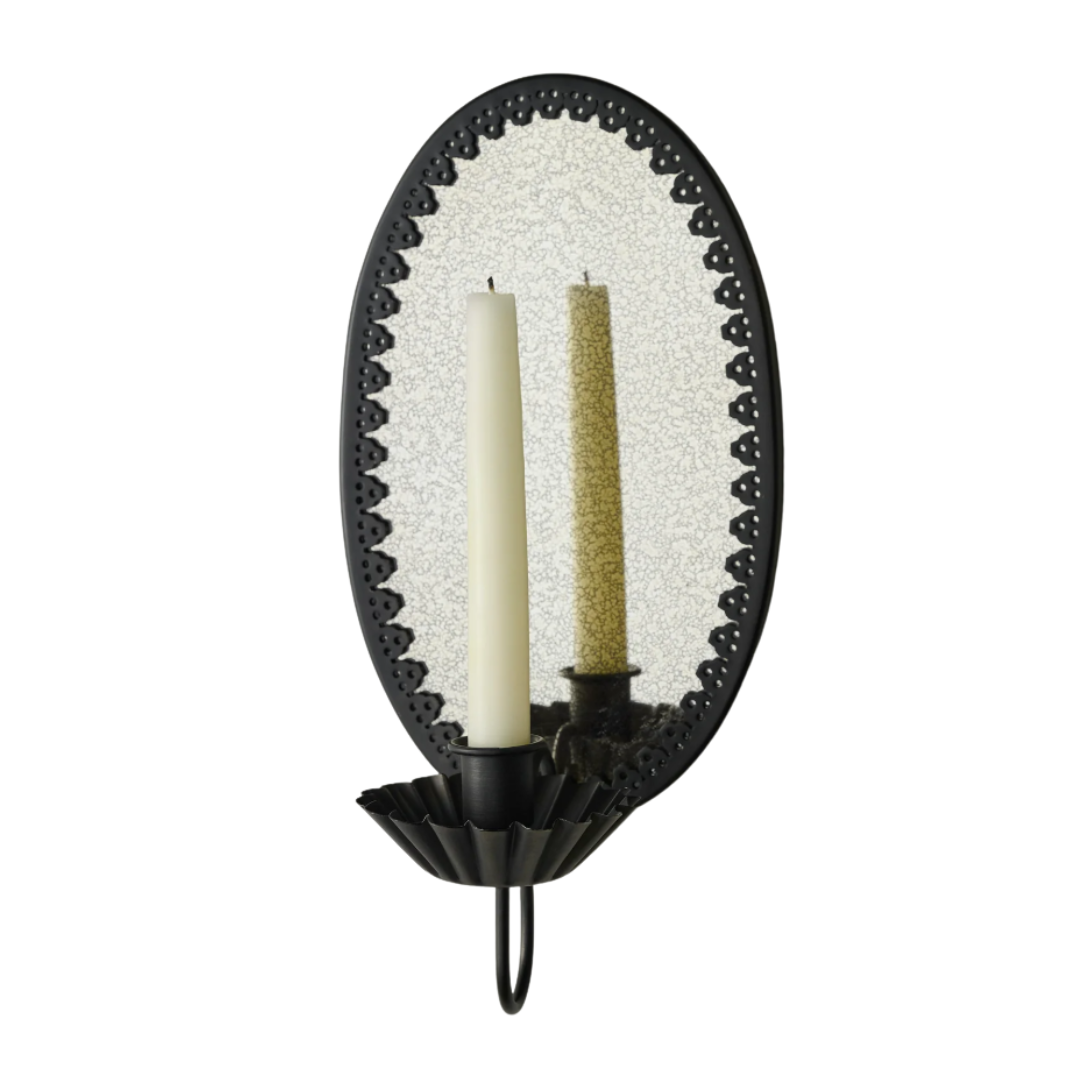 Oval Antique Mirrored Sconce
