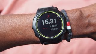 Garmin Enduro on man's wrist, showing post-workout data