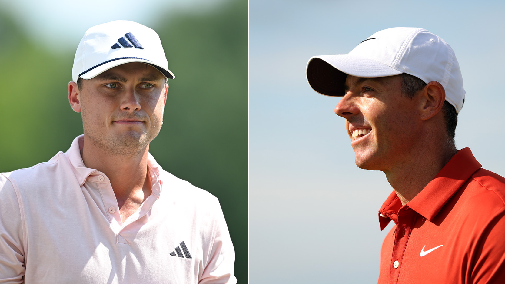 Ludvig Aberg (left) and Rory McIlroy (right)