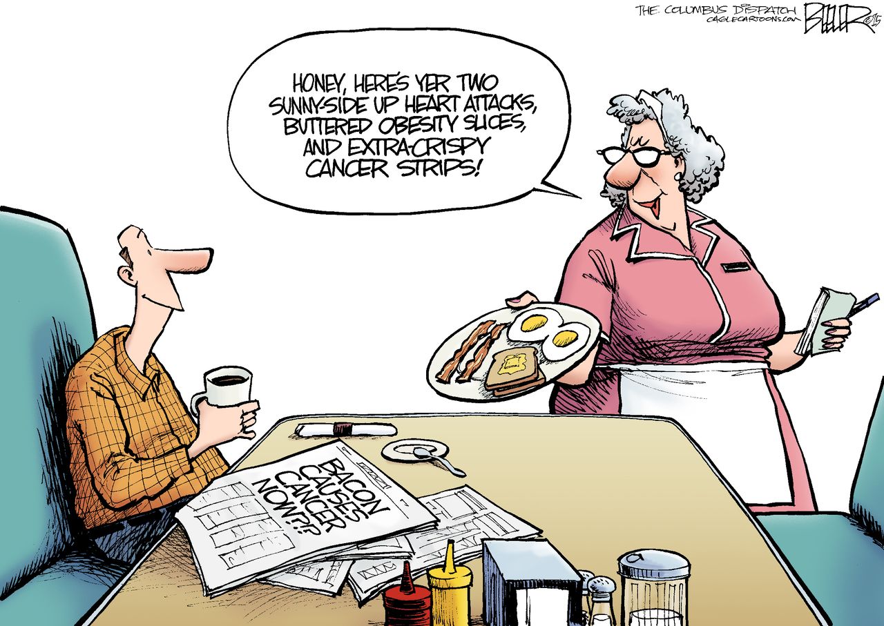 Editorial cartoon Bacon Health Breakfast