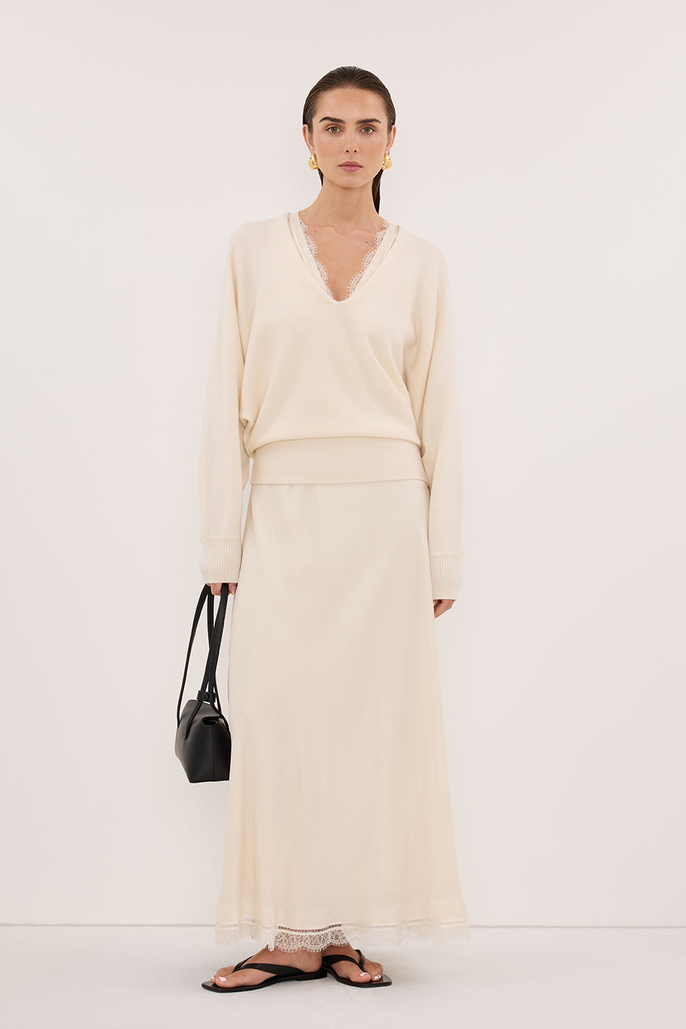 Lumi Cream V Neck Merino Knit Jumper - Xs / Cream