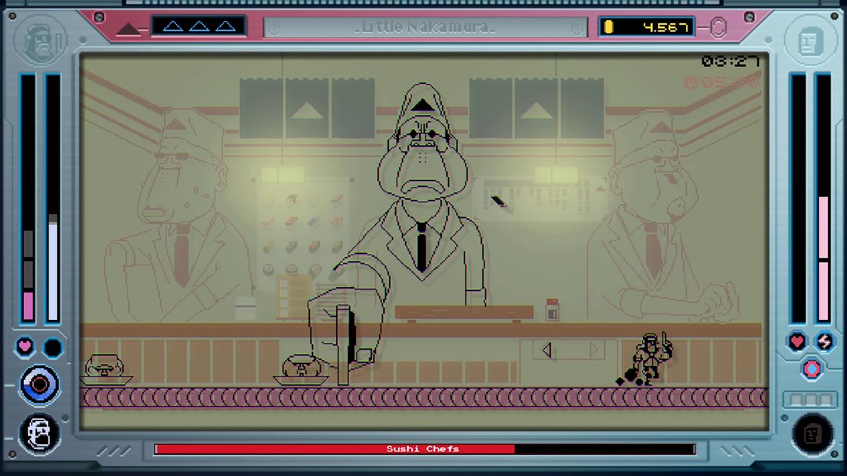 Future Knight retro indie game designed to look like the art style of Game &amp; Watch LCD handheld games