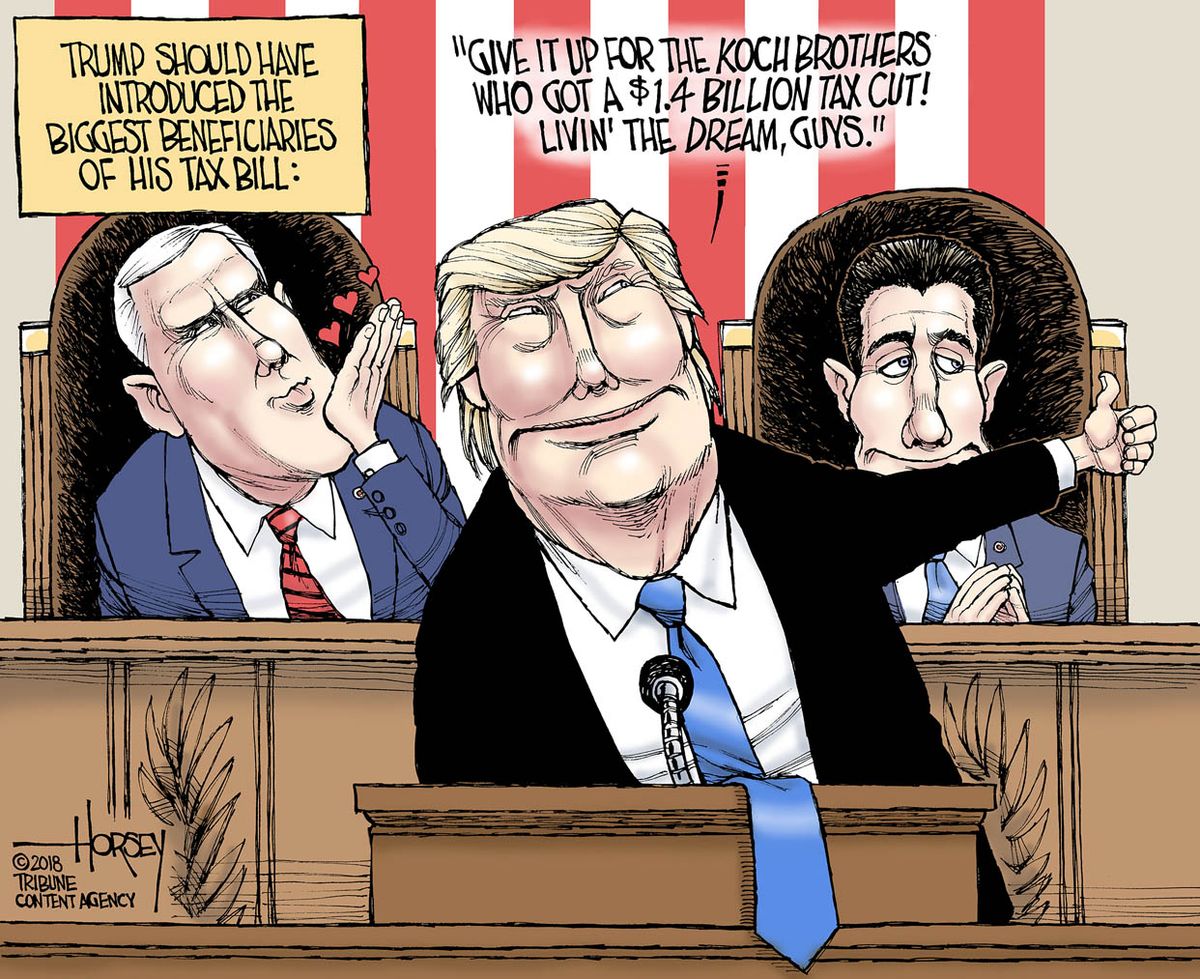 Political cartoon U.S. Trump State of the Union Koch brothers | The Week