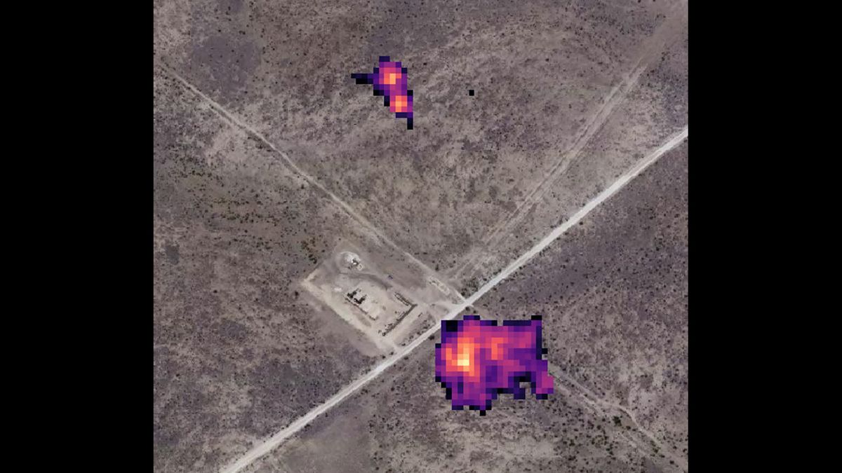 A methane leak detected by satellites of U.S. Earth-observation company Orbital Sidekick.