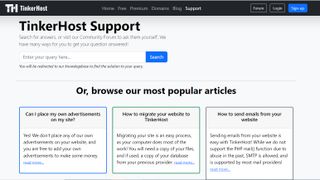 TinkerHost support page