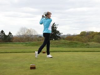 Alison Root hitting a provisional ball off the tee