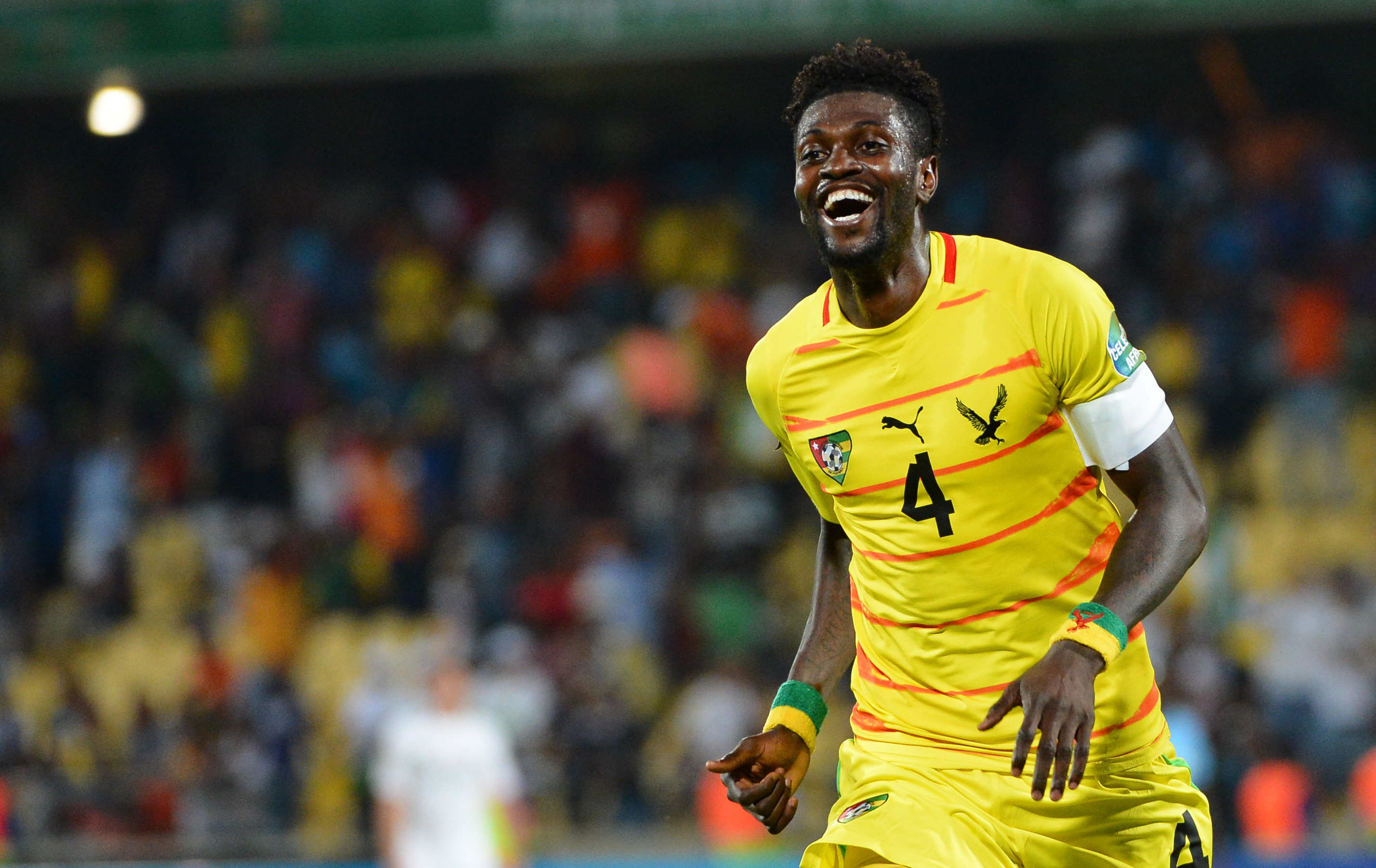 Emmanuel Adebayor in action for Togo against Algeria at the Africa Cup of Nations in January 2013.