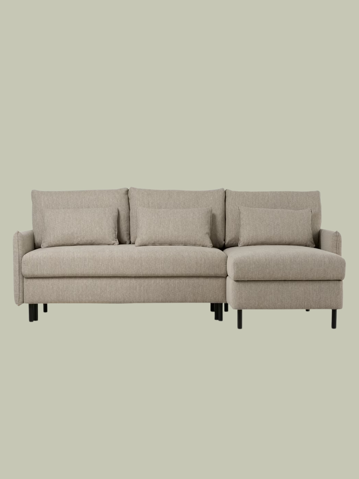 Swyft, Model 12 Right Hand Facing Chaise End Sofa Bed, Linen Pumice