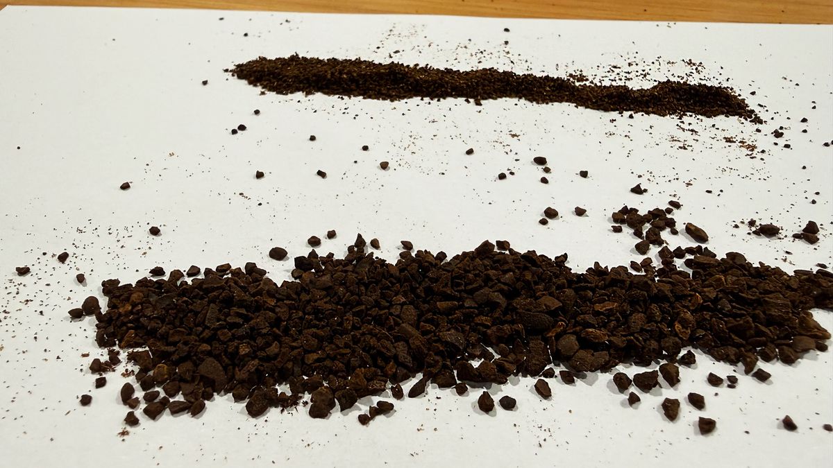 a photo of coffee grounds after being ground on the cuisinart coffee grinder