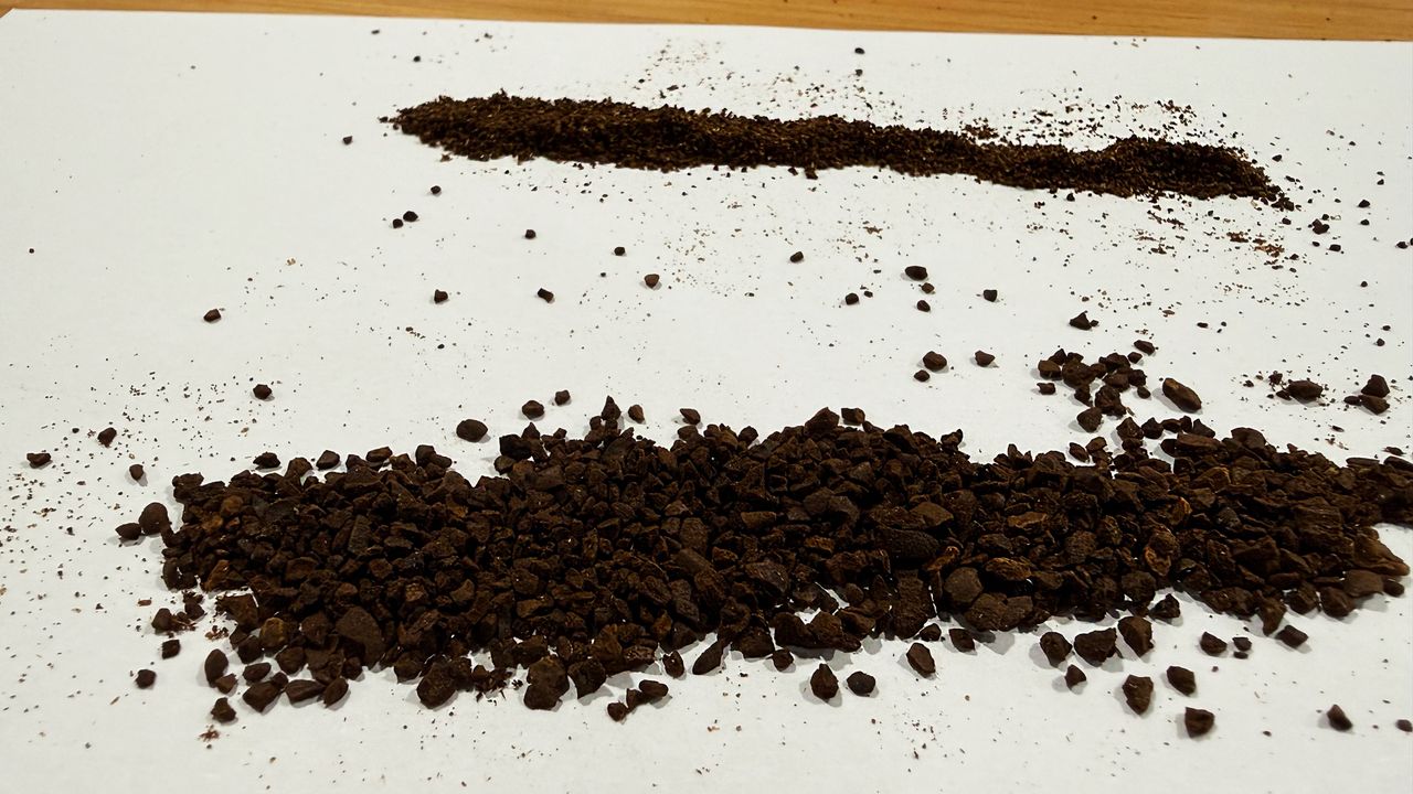 a photo of coffee grounds after being ground on the cuisinart coffee grinder