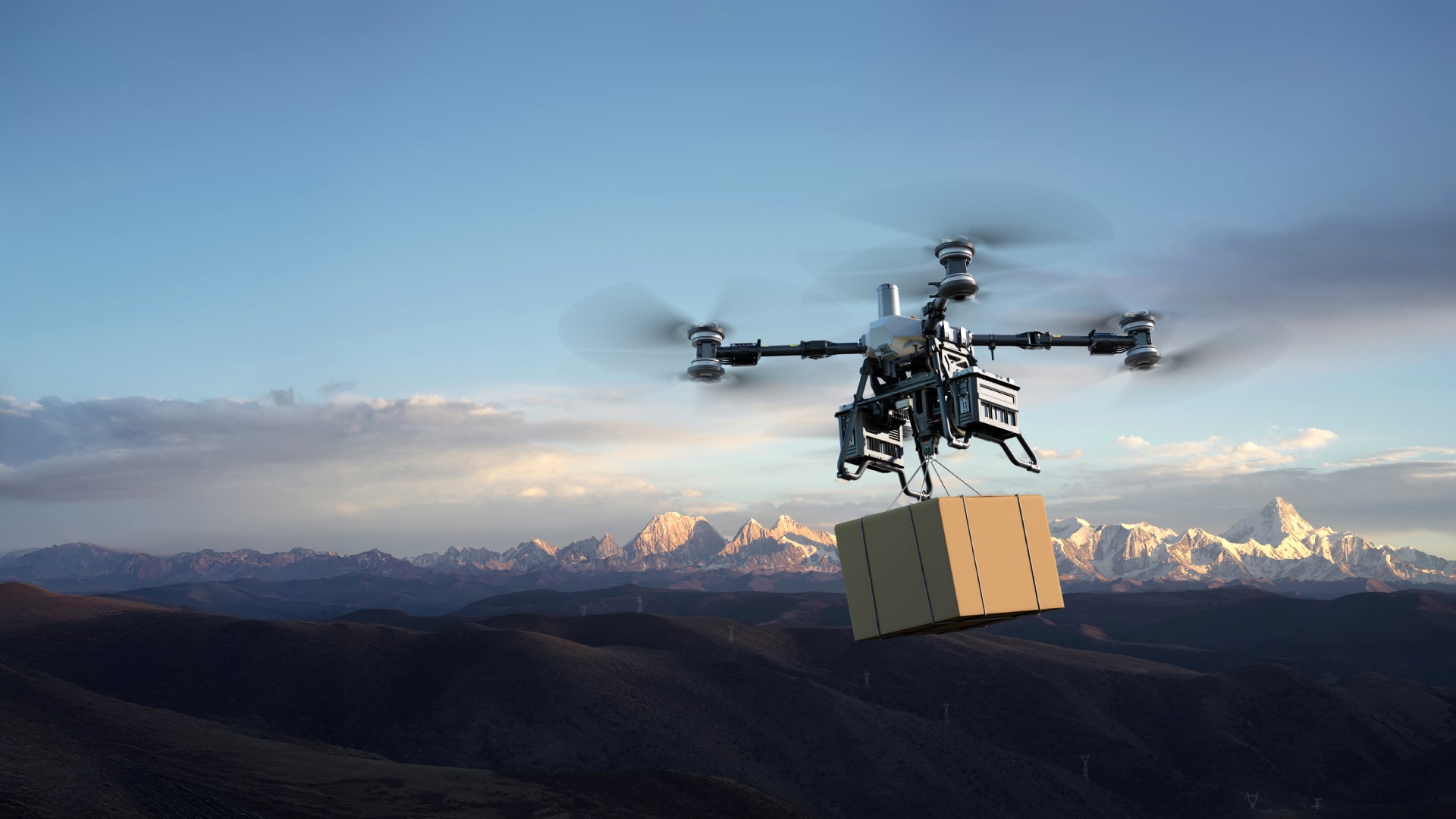 The DJI FlyCart 100 drone in use.